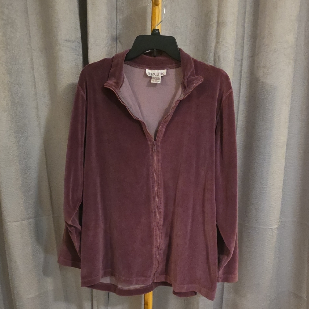 Silhouette Deep Purple Cotton Blend Top Velour Style